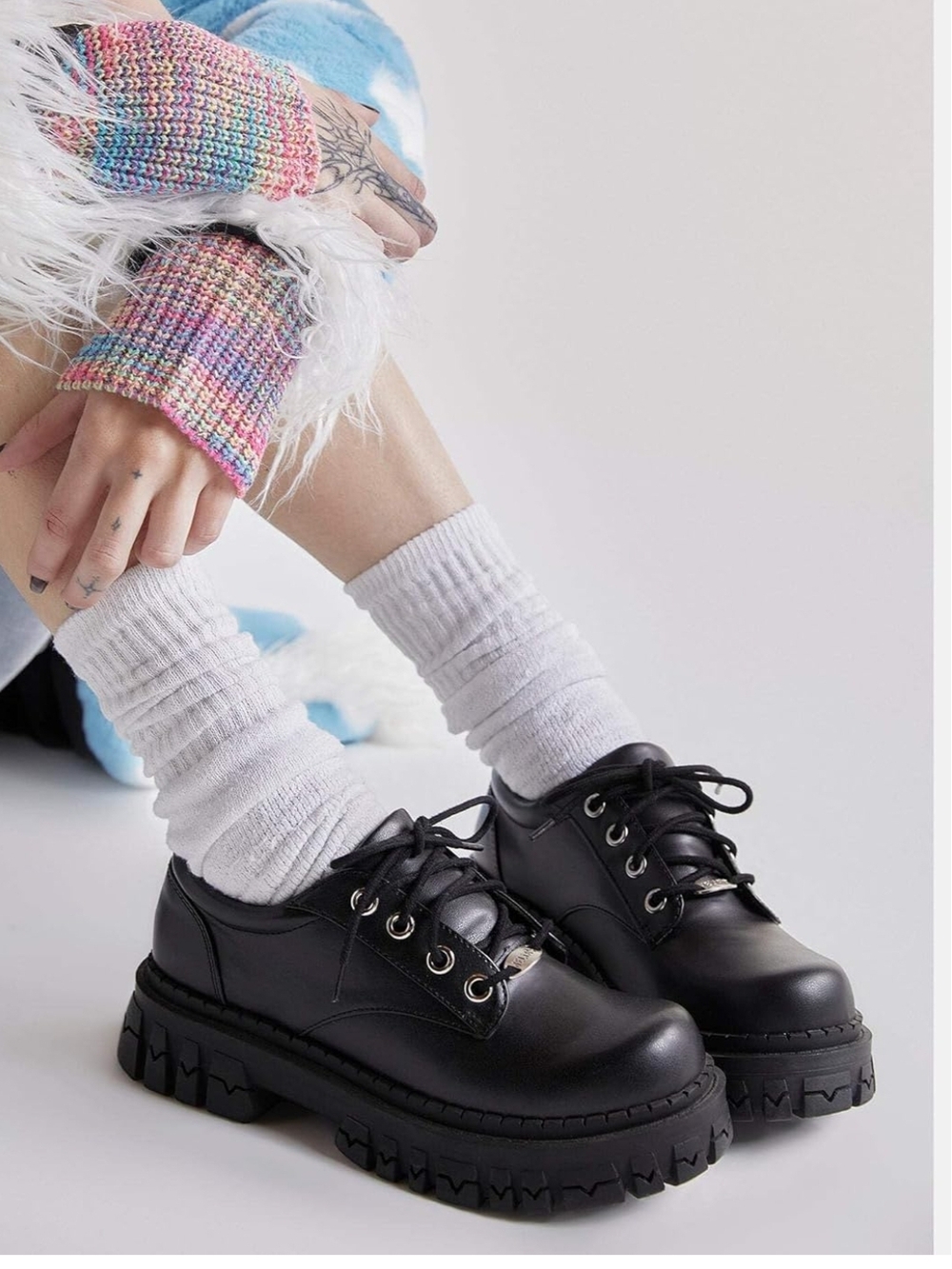 Dolls Kill Teen Craft Oxford Shoes by Delia's, Vegan Leather Lace-Up Chunky Plat
